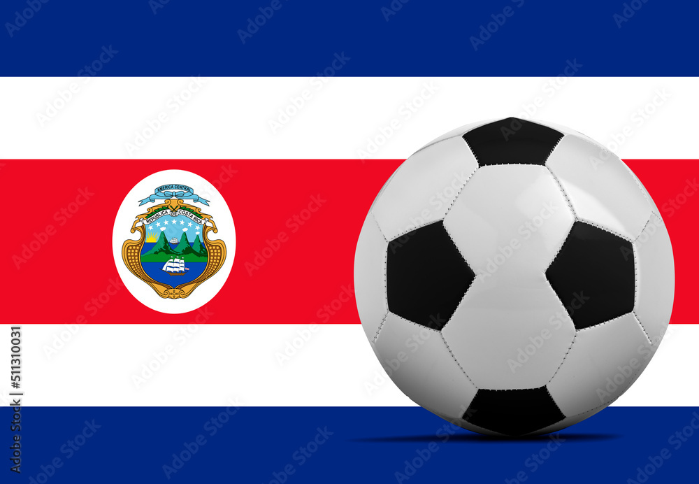 Fototapeta premium Soccer ball with Costa Rica national team flag.