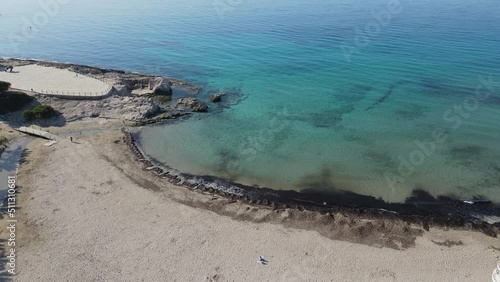 Aerial views from Moraira's coast. Drone video in Moraira, White Coast, Alicante, Spain. Les platgetes, Moraira. 