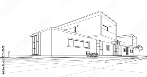 modern house with consoles 3d render