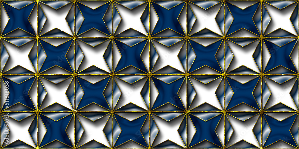 White and blue seamless geometric pattern background.
Gift wrapping paper, tile, 3D wallpaper or design.