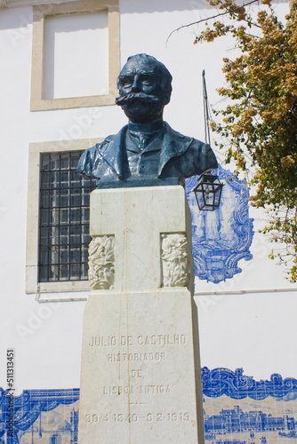 Bust of Julio de Castilho in Miradouro de Santa Luzia in Lisbon photo