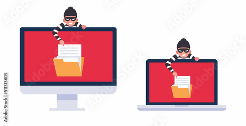Fraud internet error, insecure connection, online scam, virus, vector illustration in flat design.