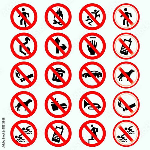 Free Download Set of red prohibition sign. Stop symbol - GFXLoad