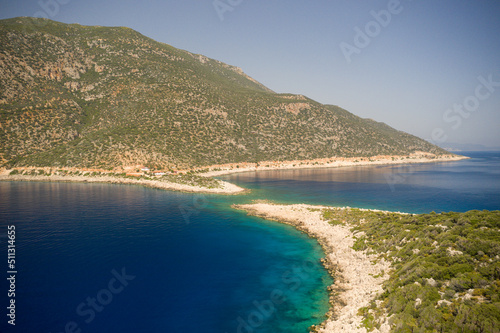 stunning nature's wonder scene at desirable holiday destination , aerial drone turquoise water , Kas , Antalya