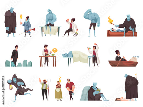 Frankenstein Cartoon Set