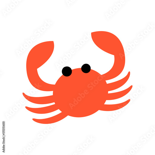 Cute red crab. Vector summer illustration on isolated background. Marine animal, undersea dweller