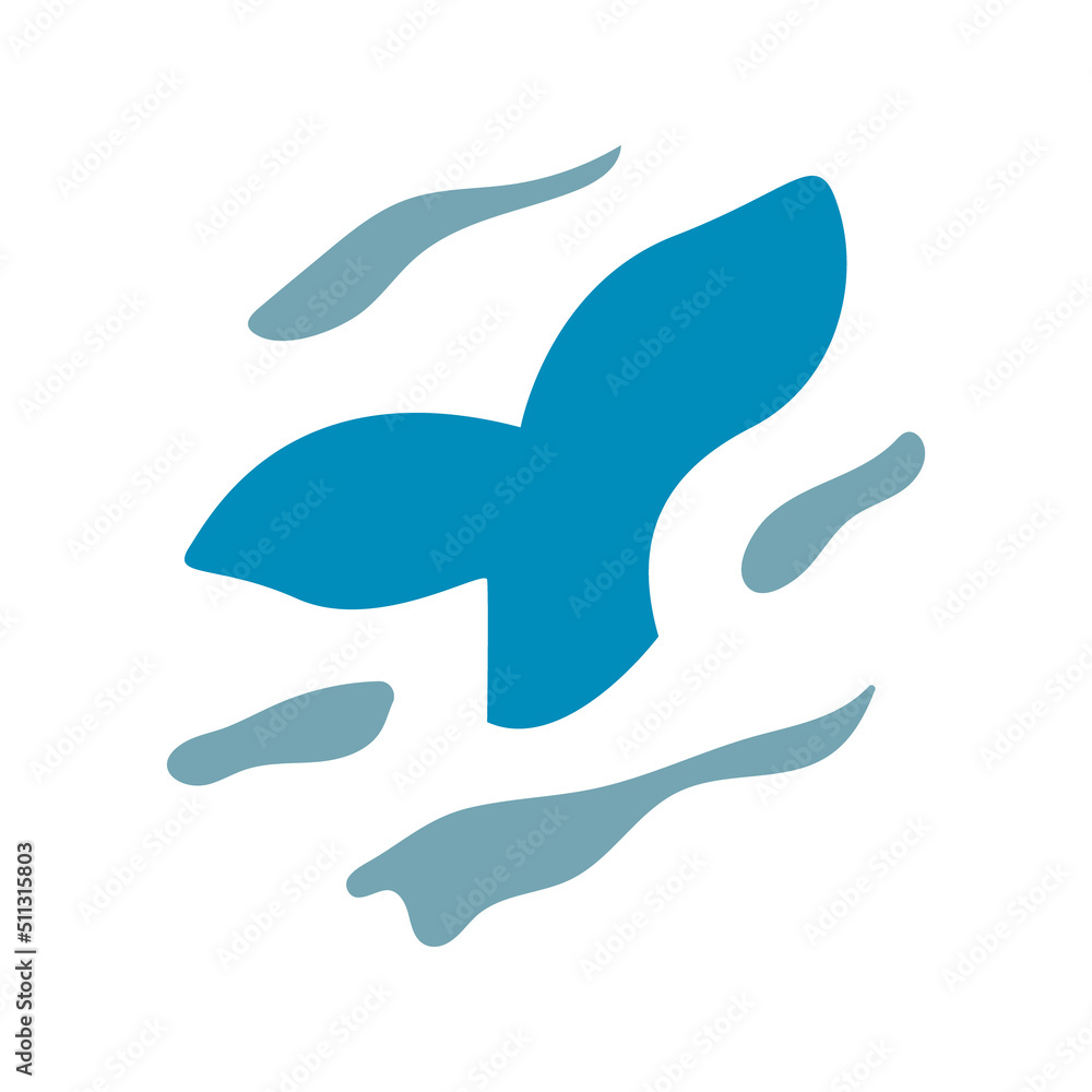 Vector illustration of whale tail and ocean waves on isolated background. Vector illustration of whale tail and ocean waves on isolated background.