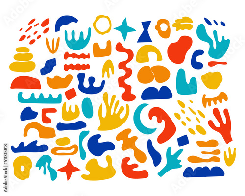 trendy collage Matisse. Cut out isolated elements. retro, vintage. Modern shape of paper.  Poster template and DIY decor design. Vector illustration, hand drawn, bright color