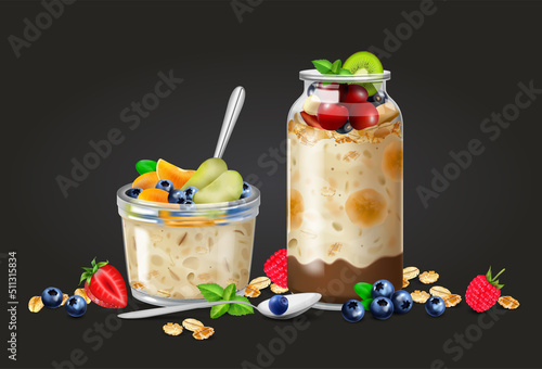 Realistic Overnight Oats Composition