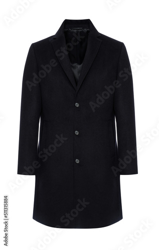 фотографія Classic cashmere black male coat isolated on white background