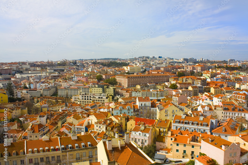 Old Town view from Miradouro Sophia de Mello Breyner Andresen in Lisbon	
