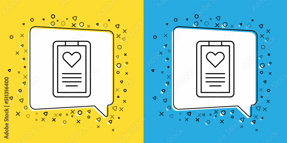 Set line Medical clipboard with clinical record icon isolated on yellow and blue background. Prescription, medical check marks report. Vector Set line Medical clipboard with clinical record icon isolated on yellow and blue background. Prescription, medical check marks report. Vector