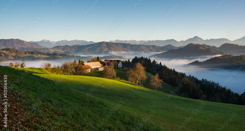 Saint Thomas church in Slovenia at sunrise Saint Thomas church in Slovenia at sunrise