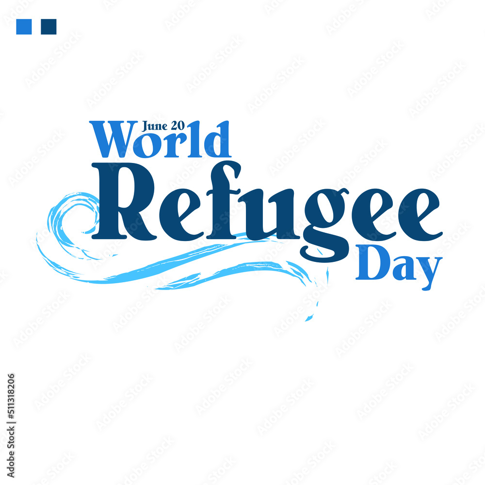 Fototapeta premium World Refugee Day, on white background and wave