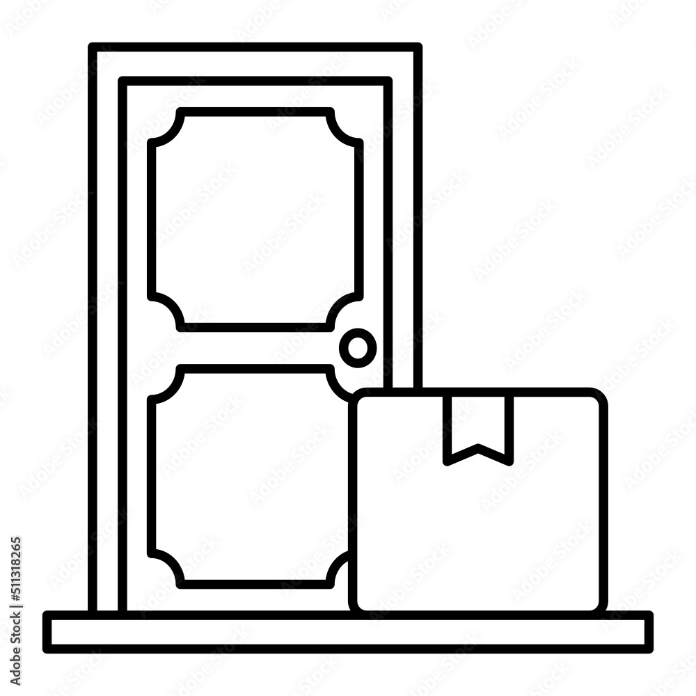 Cardboard with Door vector line icon design, Retail Food delivery service symbol, Touch less Meal Courier Sign, Grocery pickup stock illustration, Goods delivering to your doorstep Concept, Cardboard with Door vector line icon design, Retail Food delivery service symbol, Touch less Meal Courier Sign, Grocery pickup stock illustration, Goods delivering to your doorstep Concept,