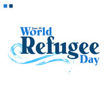 World Refugee Day, on white background and wave