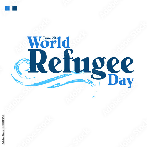World Refugee Day, on white background and wave