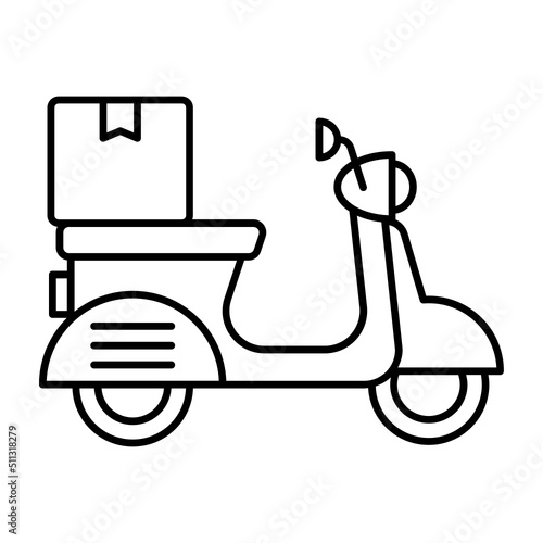 Take Away Buffet Logistics vector line icon design, Retail Food delivery service symbol, Touch less Meal Courier Sign, Grocery pickup stock illustration, Cargo Scooter Concept,