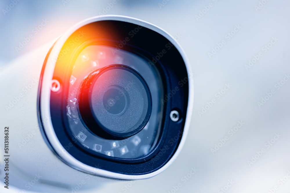 Industry IP CCTV camera security system, blue color toning and sunlights Industry IP CCTV camera security system, blue color toning and sunlights