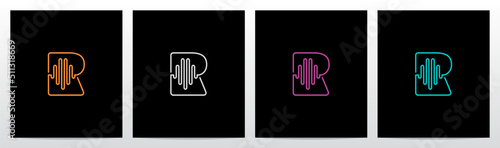 Sound Wave On Outline Letter Logo Design R