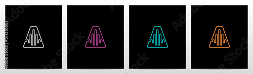 Sound Wave On Outline Letter Logo Design A
