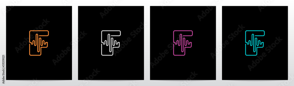 Sound Wave On Outline Letter Logo Design F Sound Wave On Outline Letter Logo Design F