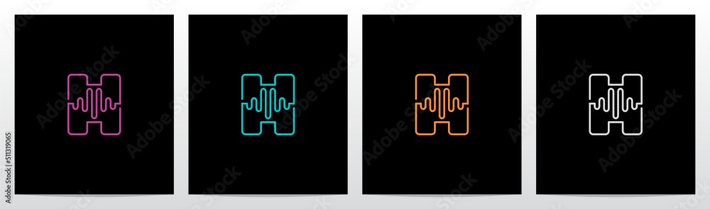 Sound Wave On Outline Letter Logo Design H Sound Wave On Outline Letter Logo Design H