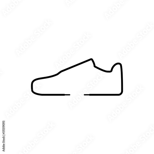 Sneakers logo design with laces. Simple minimal icon. Line and outline style. Abstract Vector illustration on white background.