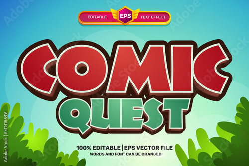 comic quest game cartoon Bold 3D Editable text Effect Style