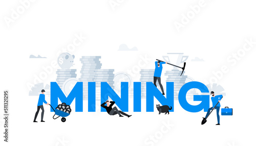 Flat vector illustration. Animation ready duik friendly vector. Conceptual business story. Cryptocurrency exchange, blockchain technology, bitcoin, cryptocurrency mining, digital money market.