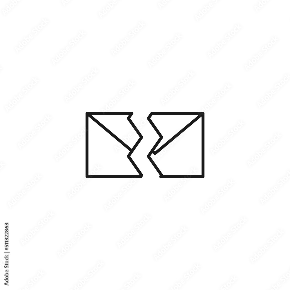 Post and letter monochrome sign. Outline symbol drawn with black thin line. Suitable for web sites, apps, stores, shops etc. Vector icon of ripped envelope Post and letter monochrome sign. Outline symbol drawn with black thin line. Suitable for web sites, apps, stores, shops etc. Vector icon of ripped envelope