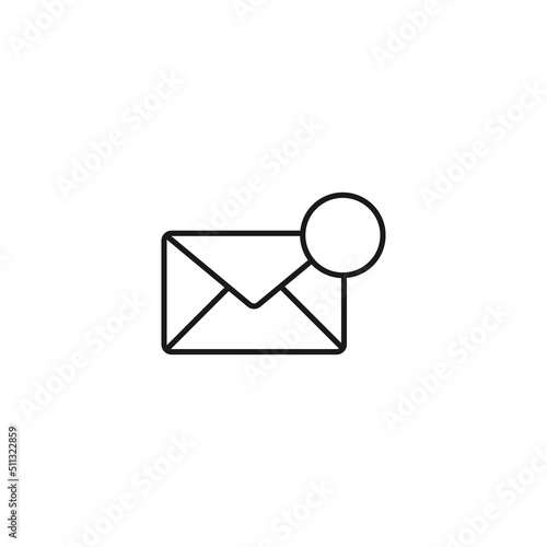 Post and letter monochrome sign. Outline symbol drawn with black thin line. Suitable for web sites, apps, stores, shops etc. Vector icon of ring by envelope as symbol of new message © Диля Альмухамбетова