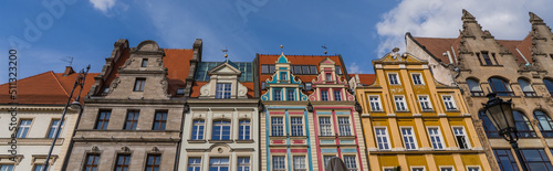 Low angle view of old buildings on Market Square in Wroclaw, banner