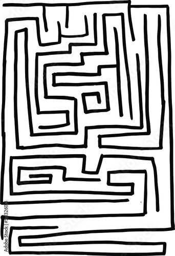 Abstract maze  labyrinth with entry and exit. Vector labyrinth. Manual labyrinth drawing. The game is a maze for fun.