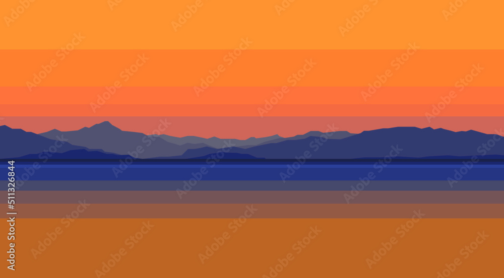 Fototapeta premium Lake and Mountain View in the Evening