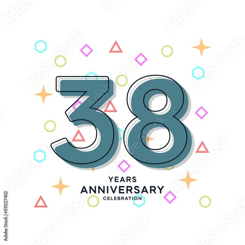 38 Years Anniversary Celebration Vector Template Design Illustration