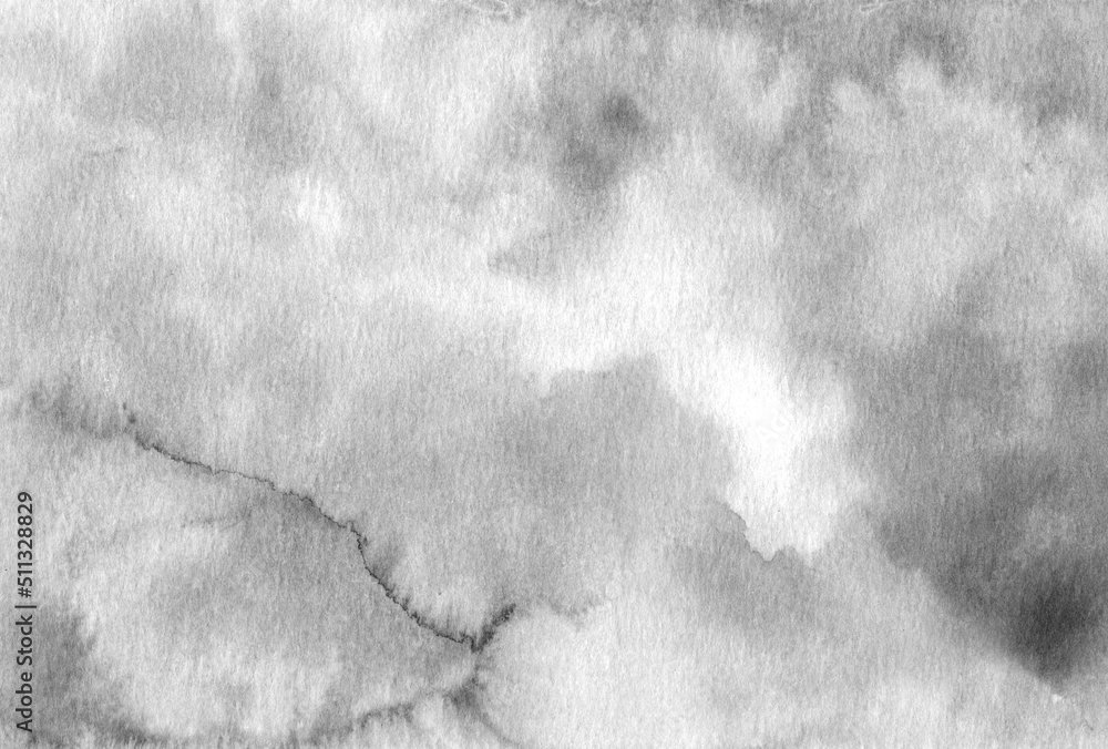 Naklejka premium イラスト素材：手描きの水彩絵の具のにじみ背景 縦位置/モノクロ濃淡 