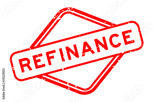 Grunge red refinance word rubber seal stamp on white background