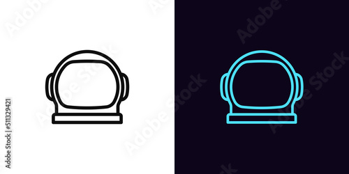 Outline astronaut helmet icon, with editable stroke. Spaceman helmet silhouette, cosmonaut pictogram. Space explorer