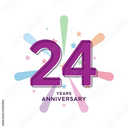 24 Years Anniversary Celebration Vector Template Design Illustration