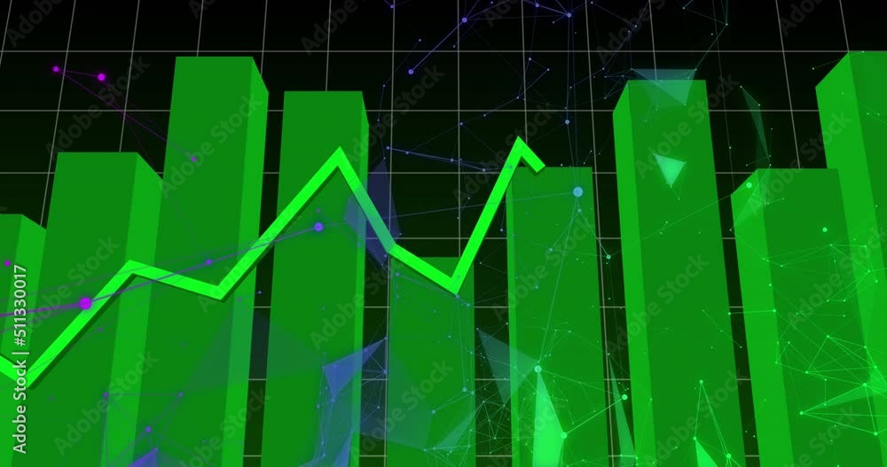 Animation of financial graphs and data over shapes on black background Animation of financial graphs and data over shapes on black background