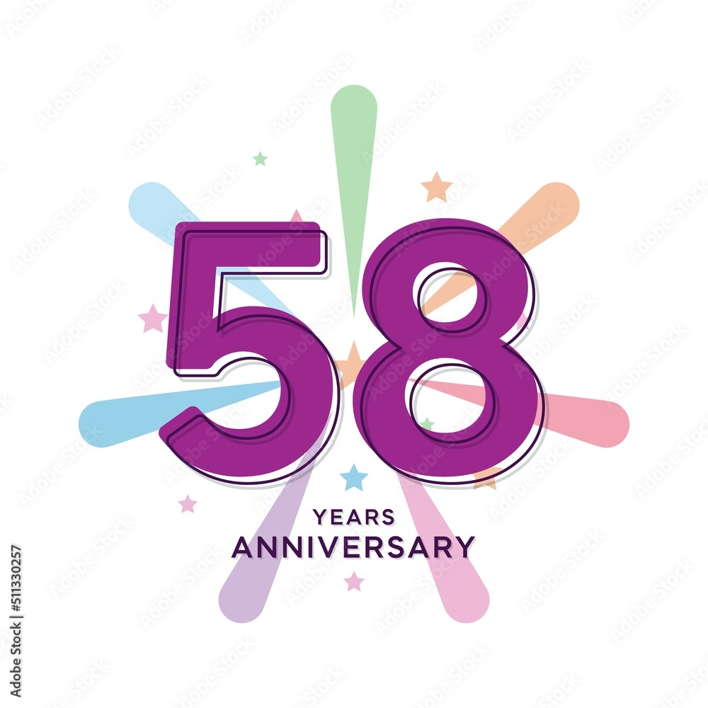 58 Years Anniversary Celebration Vector Template Design Illustration 58 Years Anniversary Celebration Vector Template Design Illustration