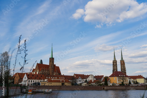 View of Cathedral of St John Baptist with sky at background in Wroclaw