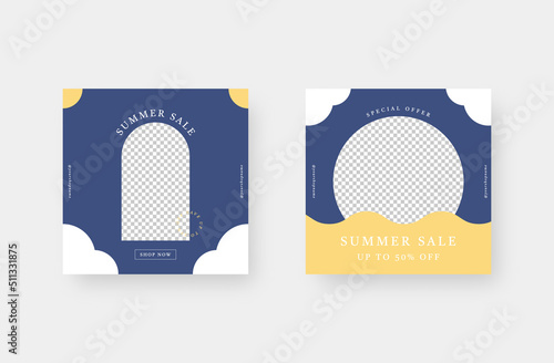 Minimalist fashion social media post. Trendy editable social media post template. Vector illustration.