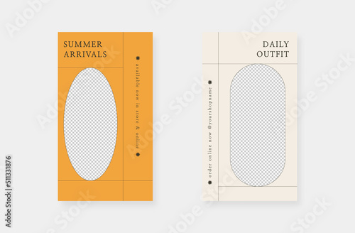 Minimalist fashion social media stories. Trendy editable social media stories template. Vector illustration.