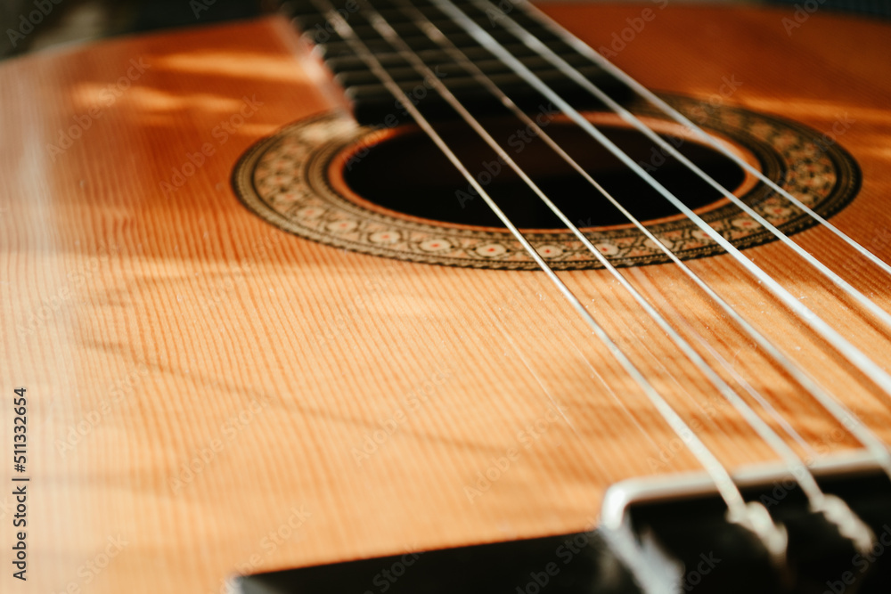 Fototapeta premium acoustic guitar close up