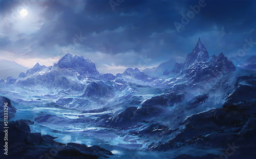 Billede på lærred Fantastic Winter Epic Landscape of Mountains