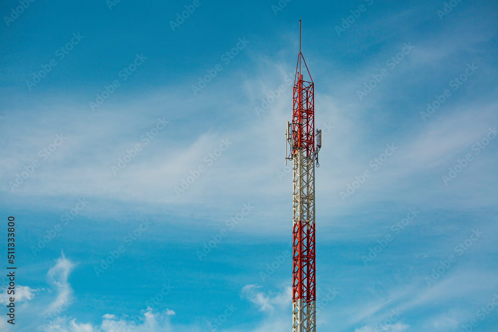 Telecommunication tower wireless technology with blue sky , telephone blue sky Telecommunication tower wireless technology with blue sky , telephone blue sky
