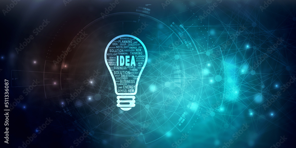 2d illustration bulb future technology, innovation background, creative idea concept
2d illustration bulb future technology, innovation background, creative idea concept