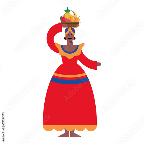 afro colombian woman with fruits